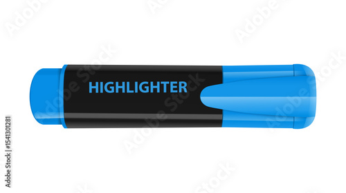 A realistic 3D rendered image of a  highlighter on a white surface