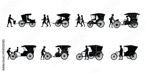 A rickshaw driver pulling a passenger while riding