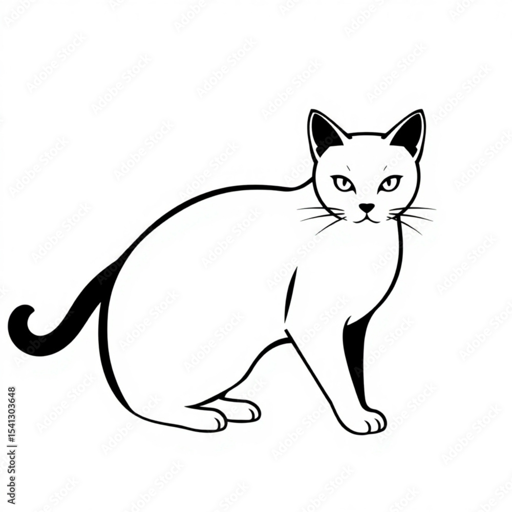 Black and white cat illustration vector drawing of a feline pet for design and decoration elements use Black and white cat illustration vector drawing of a feline pet for design and decoration elements use