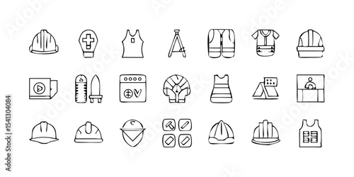 "Minimalist Thin Line Icons – Diverse Collection (Study, Tools, Buildings, Toys – Customizable Vector Illustrations)"