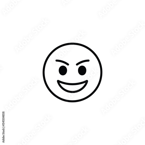 Evil grinning face emoji line art icon