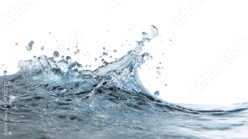Fototapeta Naklejka Na Ścianę i Meble -  Dynamic Water Splash Captured in High Detail Against a White Background