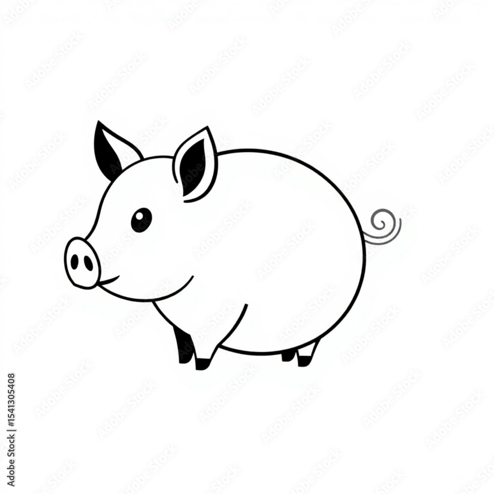 Cute cartoon pig illustration vector drawing for kids coloring book page farm animal clip art design 100 character Cute cartoon pig illustration vector drawing for kids coloring book page farm animal clip art design 100 character