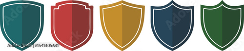 Five colorful shield icons silhouette