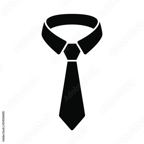 Simple black necktie and collar icon illustration