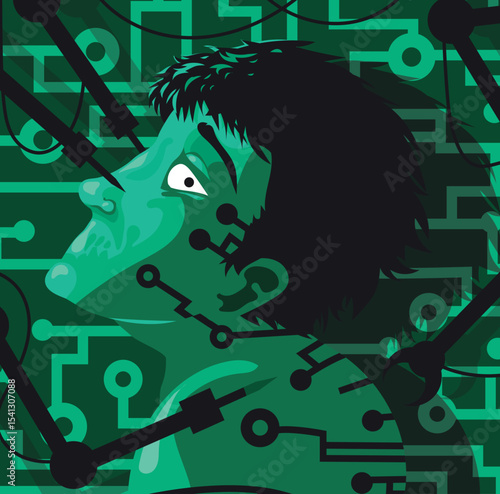 trapped in technology man with no mouth