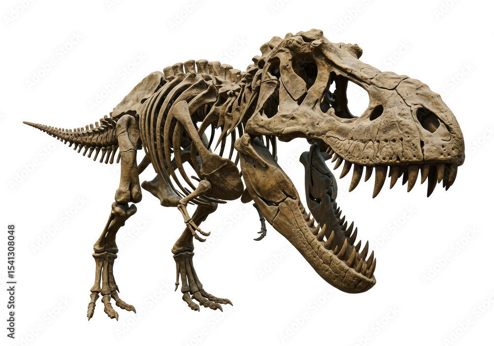 Fototapeta premium Isolated Tyrannosaurus Rex Skeleton Fossil