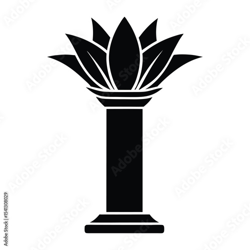 crisp vector Egyptian lotus column silhouette.