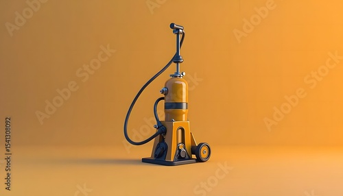 Industrial Pressure Washer with Yellow and Black Design on Orange Background