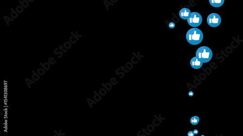 Animated thumb up emoji moving upwards, Social media live style Thumb Up emoji animation coming from bottom.green screen 4K footage,