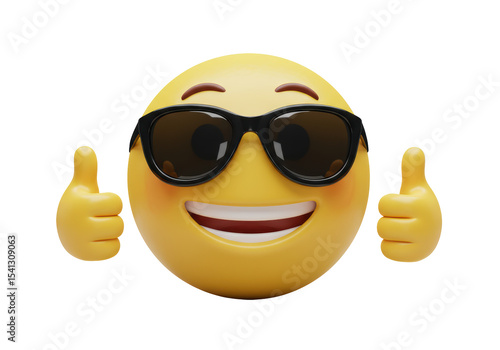Isolated Thumbs Up Emoji with Sunglasses