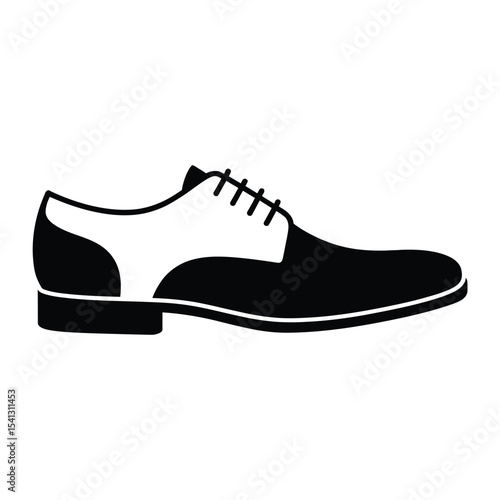 Black and white mens oxford shoe icon