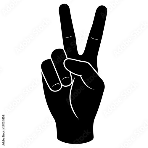 Black silhouette of hand showing peace sign