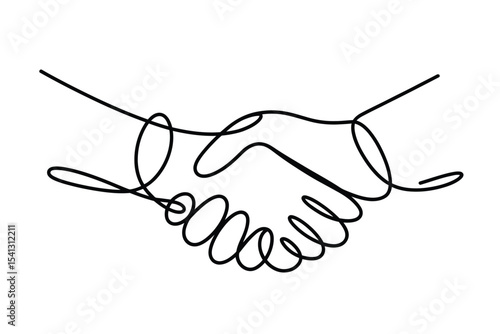 Continuous line drawing of a handshake