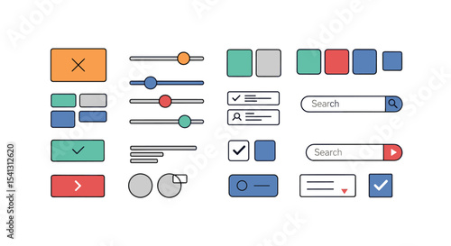 Modern UI Kit with Various Elements for Designing a User Interface on a Screen