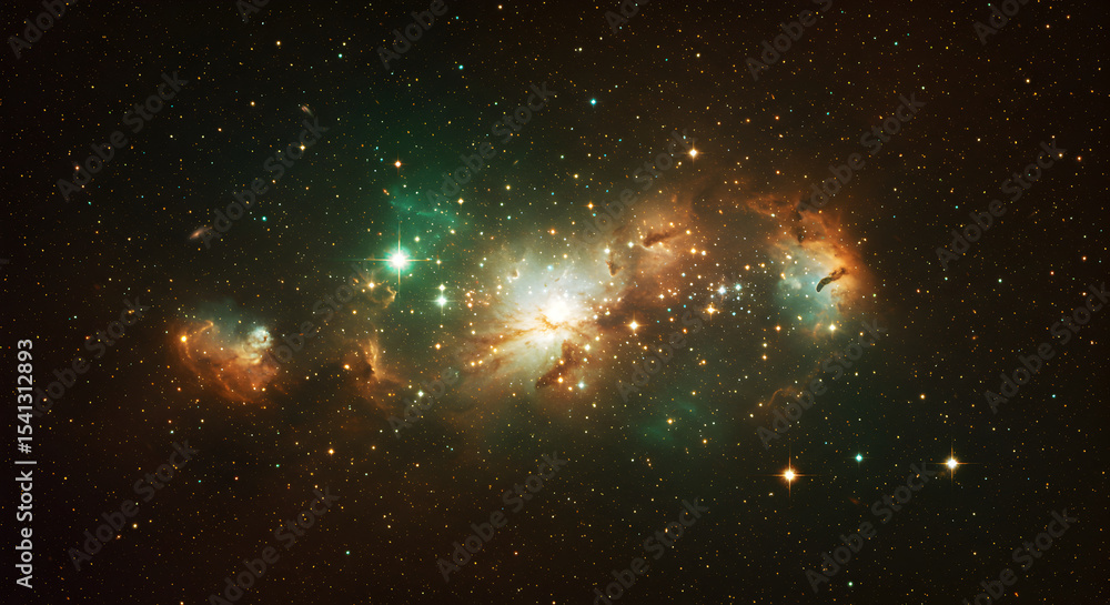 Naklejka premium Stunning depiction of a nebula in space with stars and vibrant colors