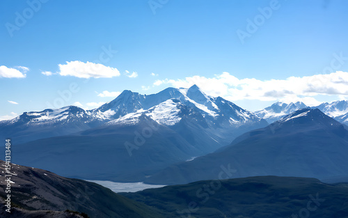 Majestic snowcapped mountains under a blue sky
