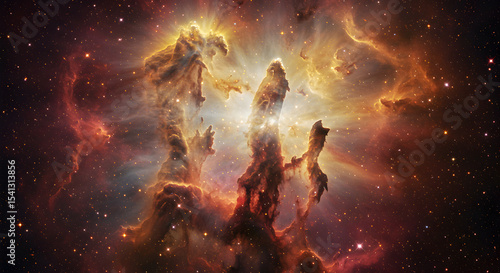Stunning Image of the Pillars of Creation Nebula and the Starry Sky Background