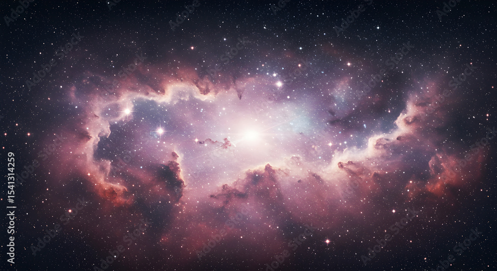 Naklejka premium Stunning Nebula and Stars: A Beautiful Cosmic View into the Deep Space Universe