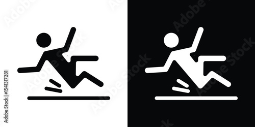 Accident icon in flat black solid vector set
