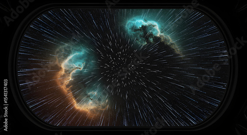 View From A Spaceship Window: A Stunning Perspective on Cosmic Nebulae and Space