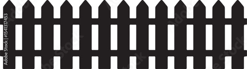 Simple wooden fence silhouette isolated on white background
