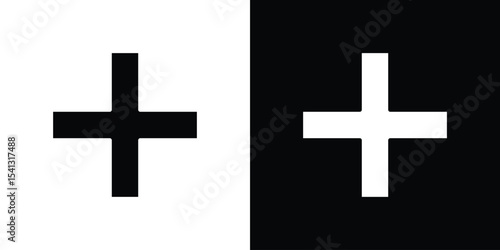 Add icon in flat black solid vector set
