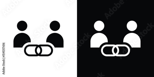 Affiliate link icon in flat black solid vector set