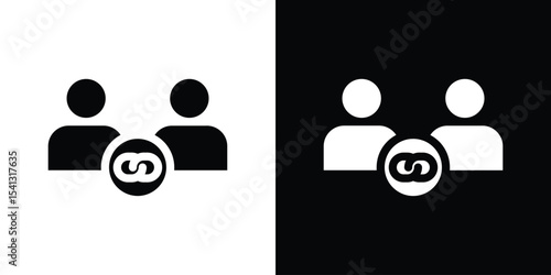 Affiliate link icon in flat black solid vector set