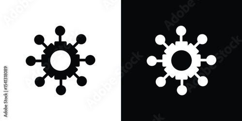 Algorithm icon in flat black solid vector set