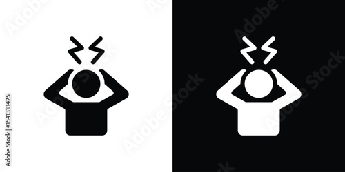 Anxiety icon in flat black solid vector set