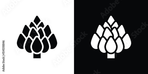 Artichoke icon in flat black solid vector set