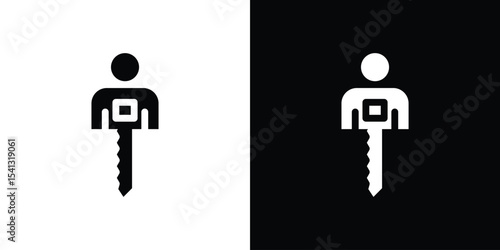 Authentication icon in flat black solid vector set