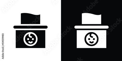 baby wipe icon in flat black solid vector set