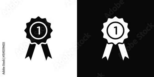Badge icon in flat black solid vector set