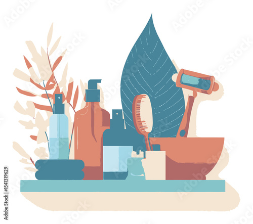 Colorful Cartoon Style Vector Illustration of Beauty and Skincare Products