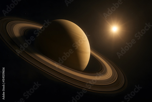 Saturn and its iconic rings in space