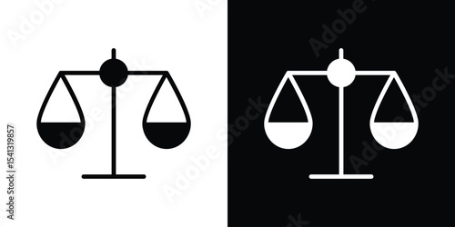 Balance scale icon in flat black solid vector set
