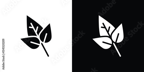 Basil icon in flat black solid vector set