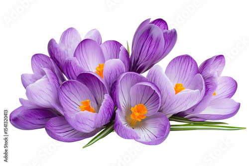 High-resolution isolated crocus flower cluster PNG cutout on transparent background for spring floral overlays, greeting cards, scrapbooking, wedding invitations, and elegant botanical design projects