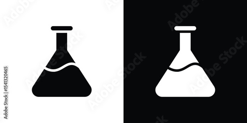 Beaker icon in flat black solid vector set