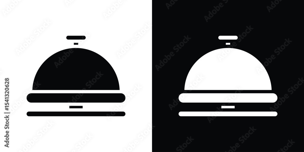 Fototapeta premium Bell concierge icon in flat black solid vector set