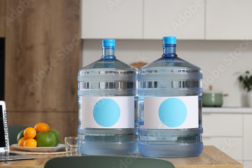 Bottles of clean water on t...