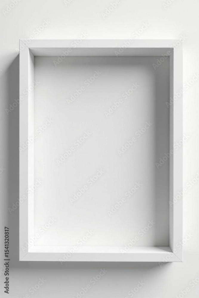 Thick, bright white square frame isolated on seamless white , border, copy space, minimal Thick, bright white square frame isolated on seamless white , border, copy space, minimal