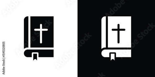 Bible icon in flat black solid vector set