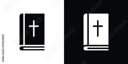 Bible icon in flat black solid vector set