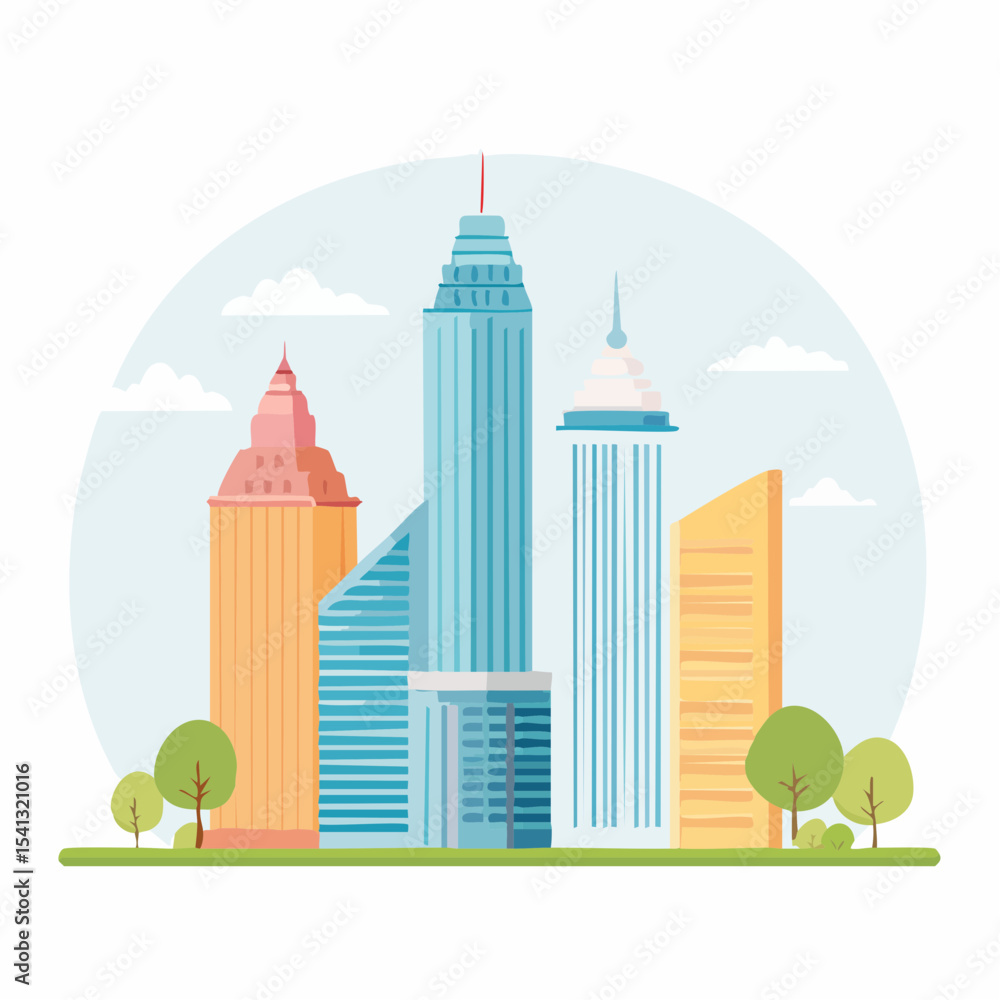 Fototapeta premium vector background , skyline with building in aesthetic unique design