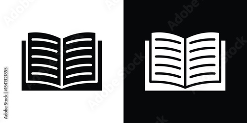 Book icon in flat black solid vector set