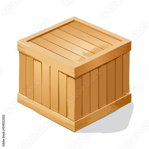 Wooden Crate Rustic Square Box Packaging Illustration