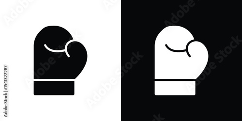Boxing glove icon in flat black solid vector set